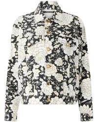 Roberto Cavalli - Jassen ,Zwart ,Denim Bloemen Denim Jack - Lyst