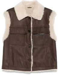 Brunello Cucinelli - Braunes Shearling Ärmelloses Weste - Lyst