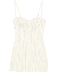 Dondup - Kleedjes ,Wit ,Wol Slim Bustier Mini Jurk - Lyst