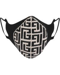 Balmain - Accessoires ,Zwart ,Katoen Katoenen Masker Met Monogram - Lyst