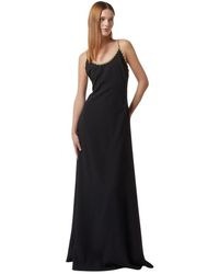 Silvian Heach - Kleedjes ,Zwart ,Polyester Maxi Jurk Met Juwelen Bandjes - Lyst