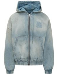 Amiri - Jassen ,Blauw ,Denim Ma Denim Zip Hoodie - Lyst