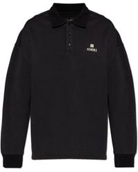 Amiri - Tops ,Zwart ,Katoen Ma Oversized Long Sleeve Polo - Lyst