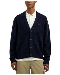 OLAF HUSSEIN - Truien & Vesten ,Blauw ,Wol Signature Gebreid Vest - Lyst