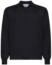 D4.0 - Truien & Vesten ,Zwart ,Wol Open Collar V-Neck Polo - Lyst