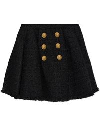 Balmain - Flared Tweed Rok - Lyst