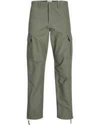 Jack & Jones - Broeken ,Groen ,Katoen Cargo Barkley Broek Groen Regular Fit - Lyst
