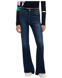 Desigual - Jeans ,Blauw ,Katoen Blauwe Rits En Knoop Jeans - Lyst