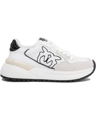 Pinko - Schoenen ,Wit ,Leer Mesh Leren Sneakers Love Birds - Lyst