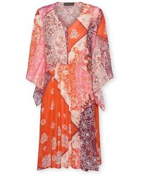 Elena Miro - Kleedjes ,Veelkleurig ,Polyester Printed Viscose Dress - Lyst