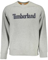Timberland - Maglione in cotone grigio con logo - Lyst