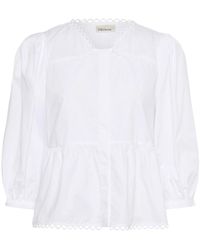 Karen By Simonsen - Overhemden ,Wit ,Katoen Witte Blouse Met 3/4 Mouwen - Lyst