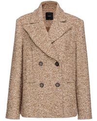 Pinko - Jassen ,Bruin ,Wol Bruine Double-Breasted Casual Jas - Lyst