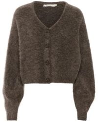 Gestuz - Truien & Vesten ,Bruin ,Wol Zachte Cardigan Met Pofmouwen - Lyst