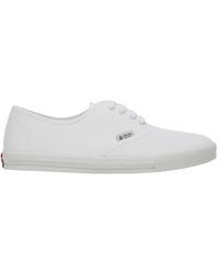 Prada - Schoenen ,Wit ,Katoen Drill Fabric Sneakers - Lyst