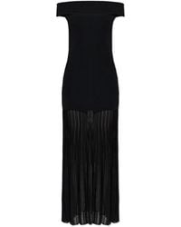 Michael Kors - Kleedjes ,Zwart ,Nylon Geplooide Stretch Knit Off-The-Shoulder Maxi Jurk - Lyst