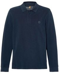 Timberland - Tops ,Blauw ,Katoen Lange Mouw Polo Shirt - Lyst