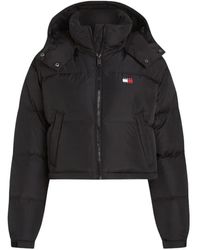 Tommy Hilfiger - Jassen ,Zwart ,Polyester Cropped Alaska Puffer - Lyst