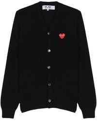 COMME DES GARÇONS PLAY - Truien & Vesten ,Zwart ,V-Hals Cardigan Samenwerking - Lyst
