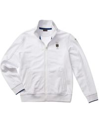 Blauer - Hoodies & Sweatvesten ,Wit ,Katoen Katoenen Sweatvest Met Rits En Opstaande Kraag - Lyst