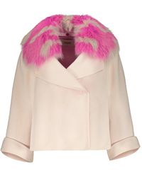 Fendi - Jassen ,Cashmere Cape Coat Met Vossenbont - Lyst