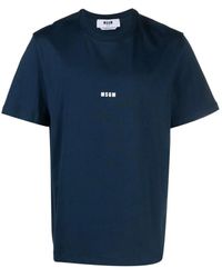MSGM - Tops ,Blauw ,Katoen Blauw Katoenen T-Shirt - Lyst