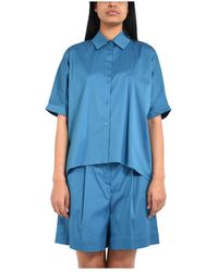 Max Mara - Overhemden ,Blauw ,Katoen Cotton Poplin Shirt - Lyst