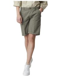 40weft - Korte Broeken ,Groen ,Basis Gestreepte Chino Shorts - Lyst