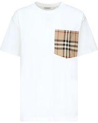 Burberry - Check Pocket Katoenen T-Shirt - Lyst