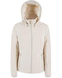 Yes-Zee - Jassen ,Wit ,Nylon Witte Nylon Gewatteerde Jas Met Capuchon - Lyst