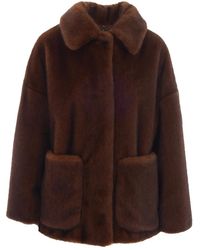 Herno - Jassen ,Bruin ,Katoen Zachte Faux Fur Bomber - Lyst