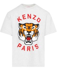 KENZO - Glückstiger graues baumwoll-t-shirt - Lyst