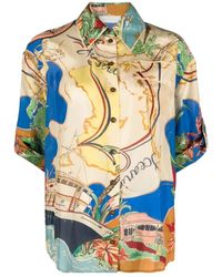 Zimmermann - Camisa de seda con estampado de mapa náutico - Lyst