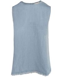 Hèst - Lila Leinen Gewebt Top Bluse Hemd - Lyst
