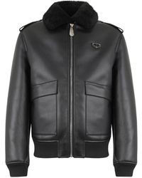 Philipp Plein - Jassen ,Zwart ,Leer Eco Shearling Aviator Jacket - Lyst