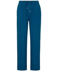 Vilebrequin - Broeken ,Blauw ,Linnen Solide Witte Linnen Broek Voor - Lyst