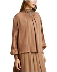 Pepe Jeans - Overhemden ,Bruin ,Pailletten Blouses - Lyst