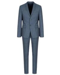 Emporio Armani - Kostuums ,Blauw ,Wol Single-Breasted Wollen Pak - Lyst