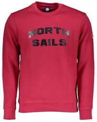 North Sails - Maglione rosso in cotone a maniche lunghe con stampa logo - Lyst