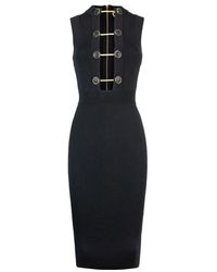 Elisabetta Franchi - Vestidos negros con cremallera en la espalda y accesorio de metal dorado - Lyst
