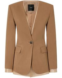 Pinko - Jassen ,Bruin ,Linnen Linnen Stretch En Organza Jasje - Lyst