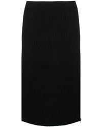 Tom Ford - Rokken ,Zwart ,Polyester Zipped Ribbed Silk Skirt - Lyst