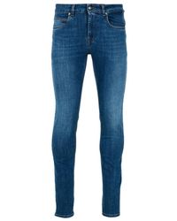 Fay - Jeans in cotone blu con chiusura a bottoni e cerniera - Lyst