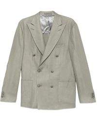 Corneliani - Kostuums ,Grijs ,Leer Giacca Doppiopetto - Lyst
