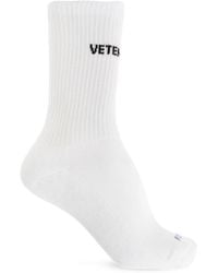 Vetements - Ondergoed ,Wit ,Katoen Cotton Logo Sokken - Lyst