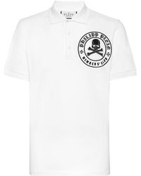 Philipp Plein - Tops ,Wit ,Katoen Polo Shirt Skull & Bones - Lyst