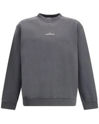 Stone Island - Logo-Sweatshirt Mit Gerippten Details - Lyst