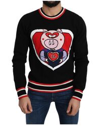 Dolce & Gabbana - Dolce Gabbana Black Cashmere Pig Of The Year Pullover Sweater - Lyst