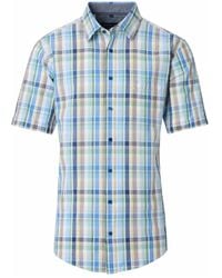 CASA MODA - Casual Geruite Katoenen Overhemd - Lyst