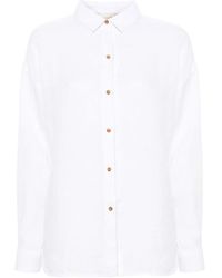 Barbour - Camisa de lino blanca - Lyst